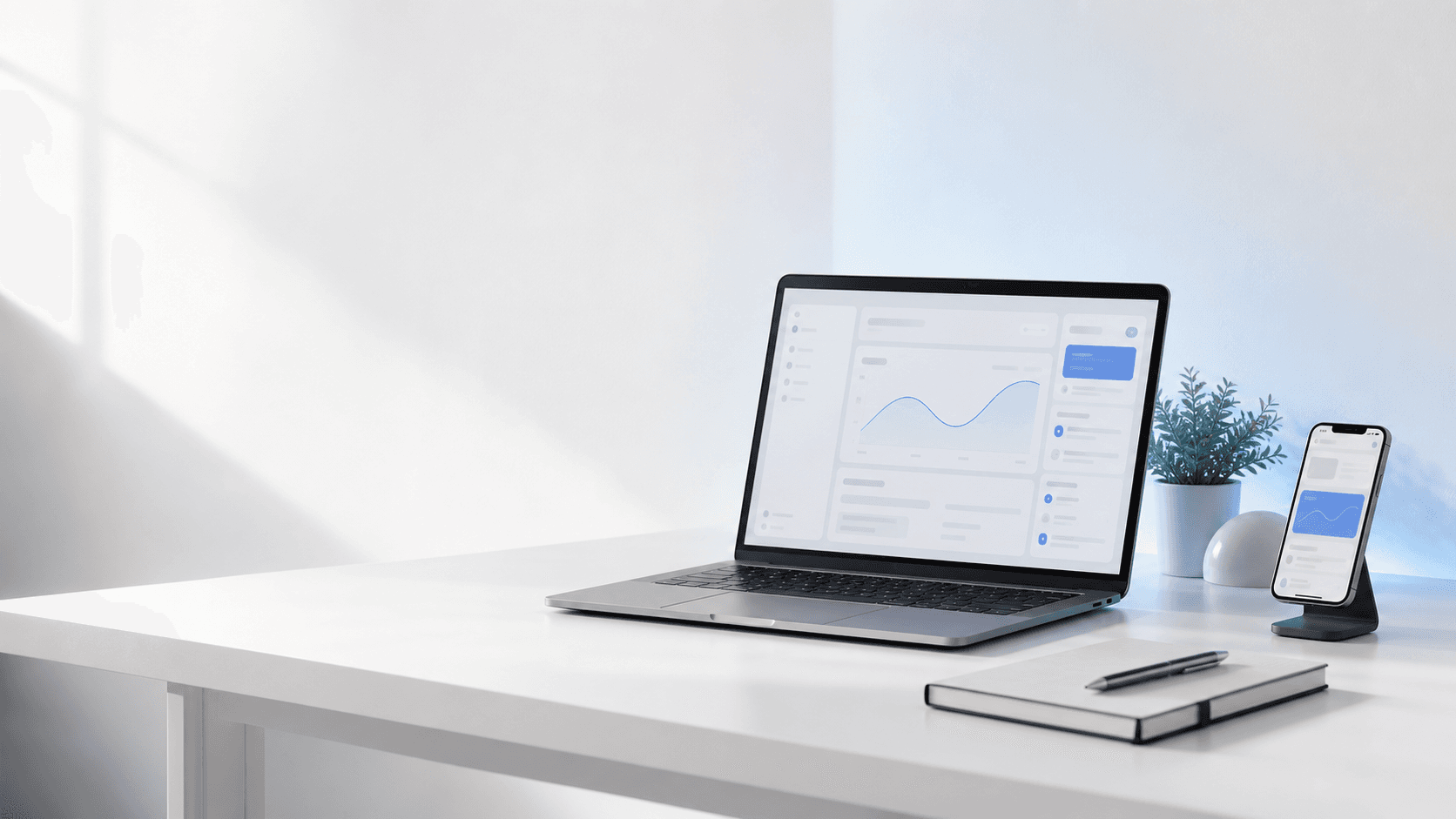 Minimal software studio workspace